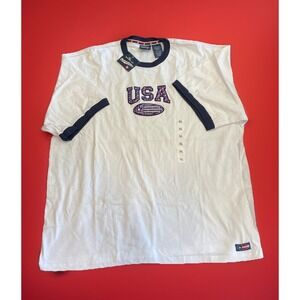 NWT Spirit of America Patriotic White Bubble Letters Shirt XL Oversized Cotton